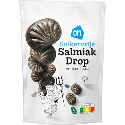 AH Salmiakdrop zout & hard suikervrij