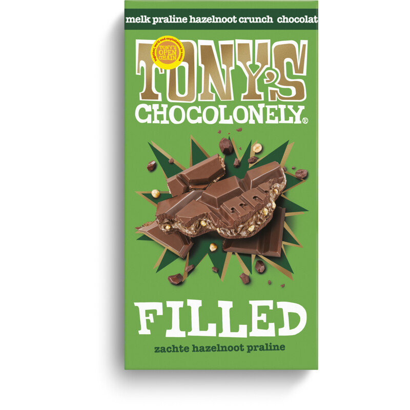 Tony's Chocolonely Filled melk praline hazelnoot crunch