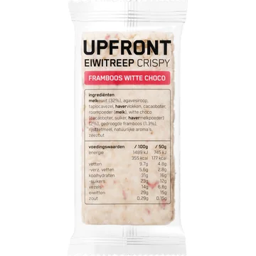 Upfront Eiwitreep crispy framboos witte choco
