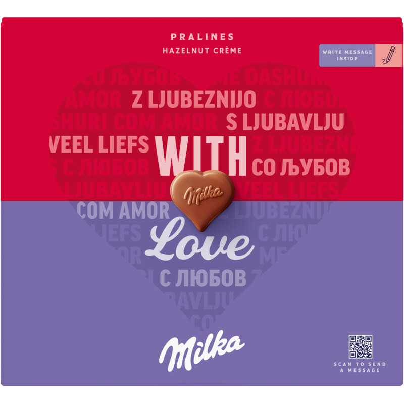 Milka With love pralines hazelnut crème