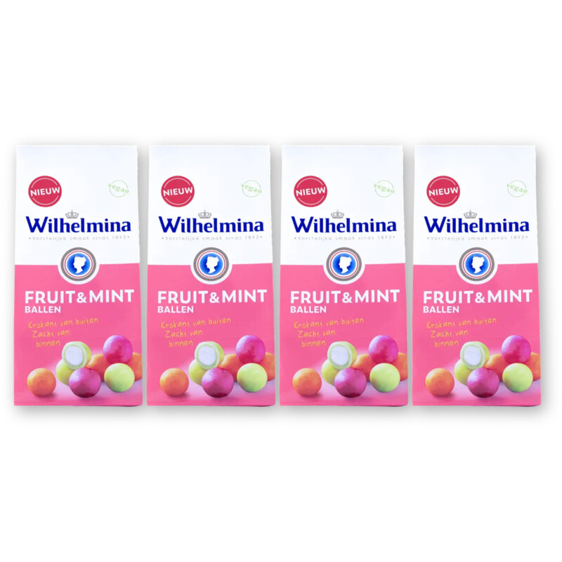 Wilhelmina Fruit & mint ballen 4-pack