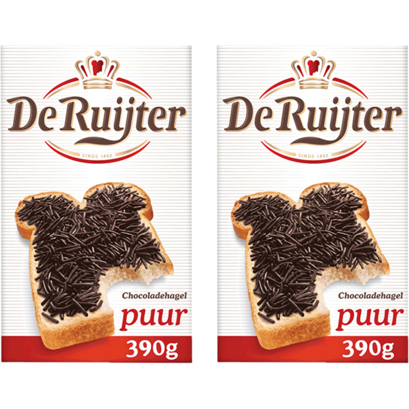 De Ruijter Chocoladehagel puur 2-pack