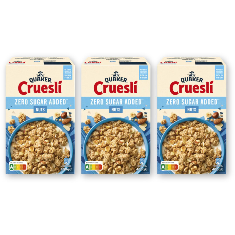 Quaker Cruesli zero sugar added nuts 3-pack