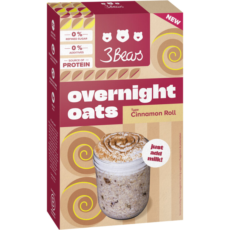 3Bears Overnight oats cinnamon roll