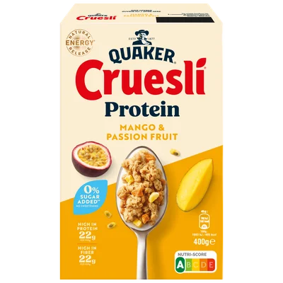 Quaker Cruesli protein mango & passionfruit