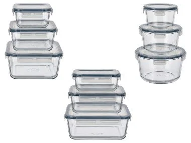 SILVERCREST® Set van 3 glazen voorraadbakjes