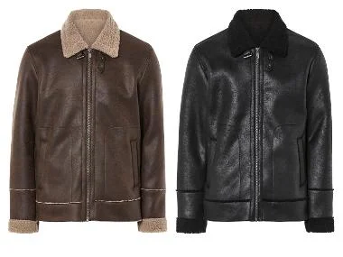 LIVERGY® Heren bikerjack met imitatiebont